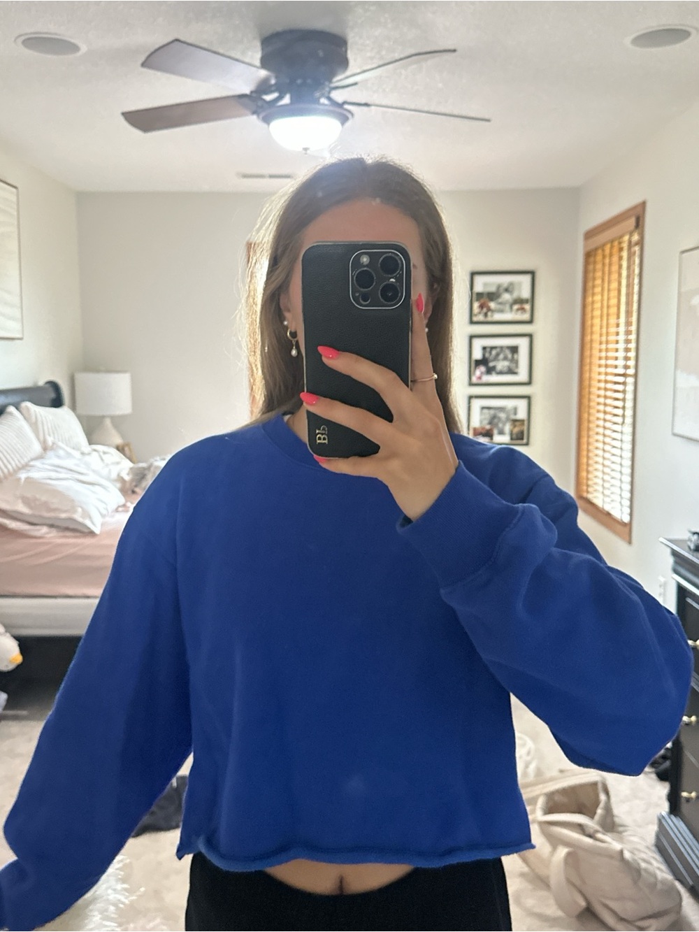 TNA Cropped Crewneck Sweatshirt in Royal Blue
